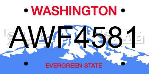 AWF4581 Washington License Plate