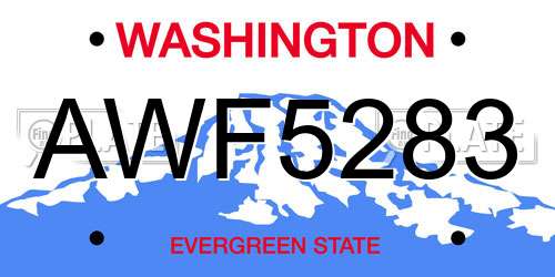 AWF5283 Washington License Plate