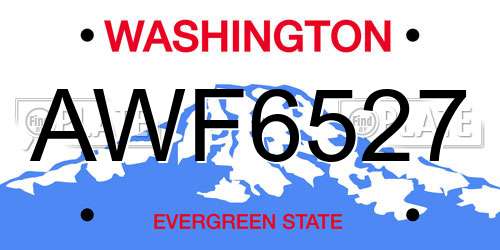 AWF6527 Washington License Plate