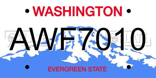 AWF7010 Washington License Plate