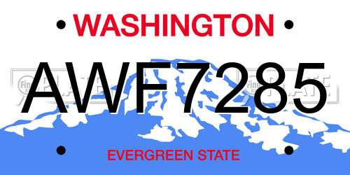 AWF7285 Washington License Plate