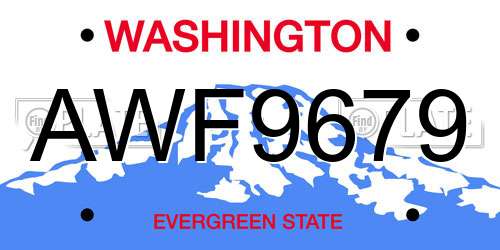 AWF9679 Washington License Plate