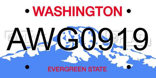 AWG0919 Washington License Plate