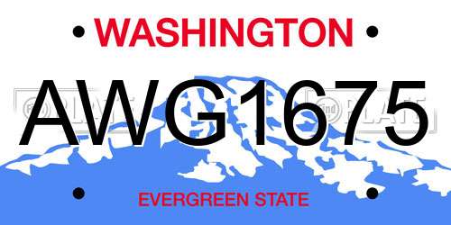 AWG1675 Washington License Plate
