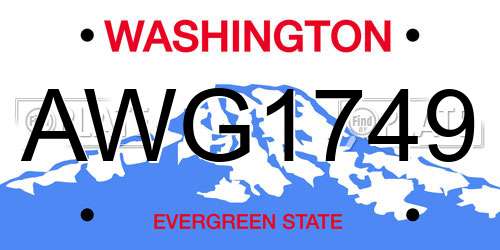 AWG1749 Washington License Plate