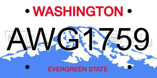 AWG1759 Washington License Plate