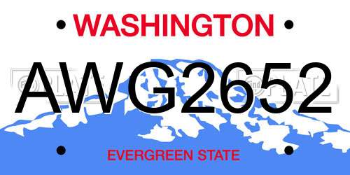 AWG2652 Washington License Plate