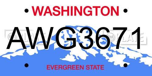 AWG3671 Washington License Plate