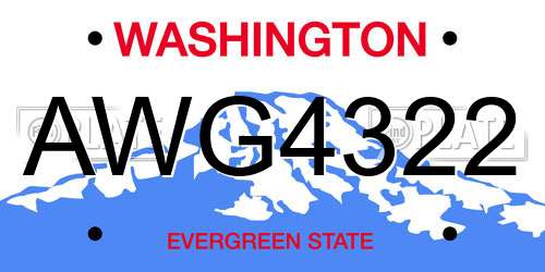 AWG4322 Washington License Plate