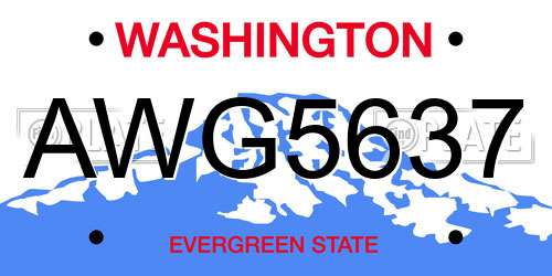 AWG5637 Washington License Plate