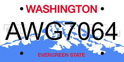 AWG7064 Washington License Plate