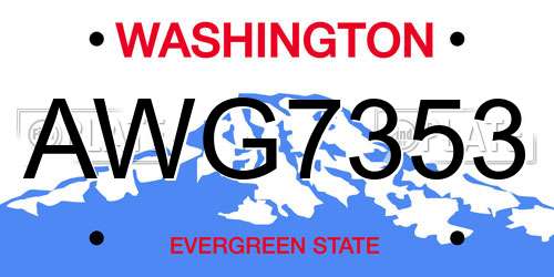 AWG7353 Washington License Plate