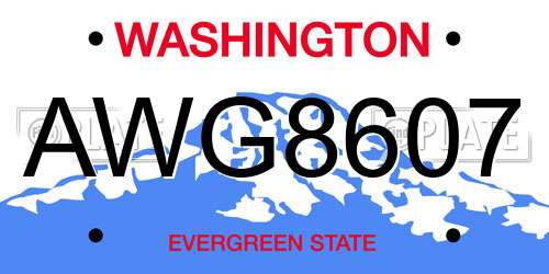 AWG8607 Washington License Plate