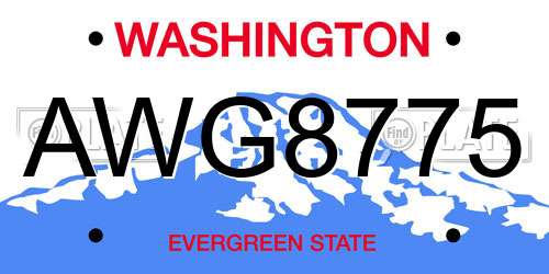AWG8775 Washington License Plate