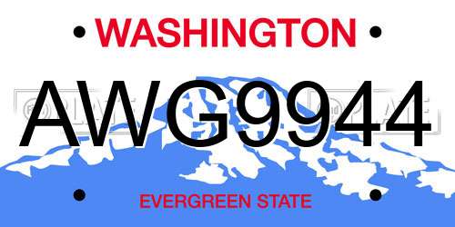 AWG9944 Washington License Plate
