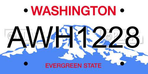 AWH1228 Washington License Plate