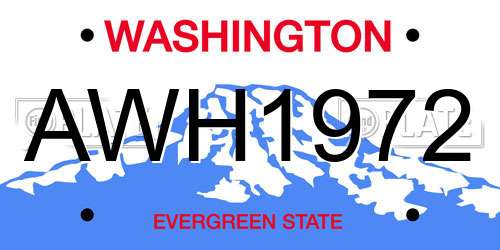 AWH1972 Washington License Plate