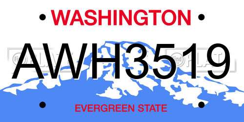 AWH3519 Washington License Plate
