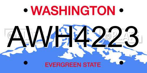 AWH4223 Washington License Plate