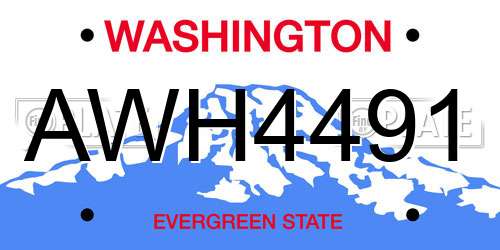 AWH4491 Washington License Plate