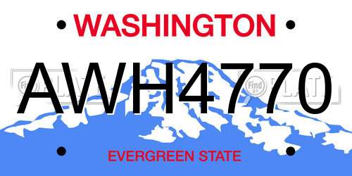 AWH4770 Washington License Plate