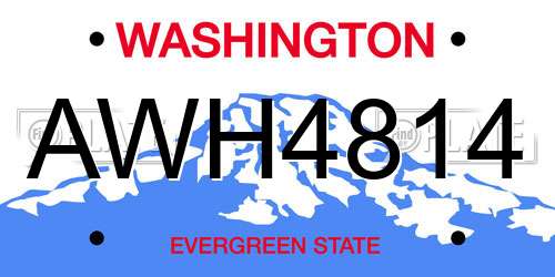 AWH4814 Washington License Plate