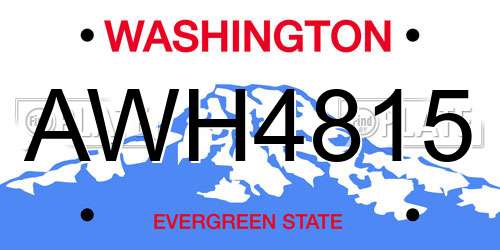 AWH4815 Washington License Plate