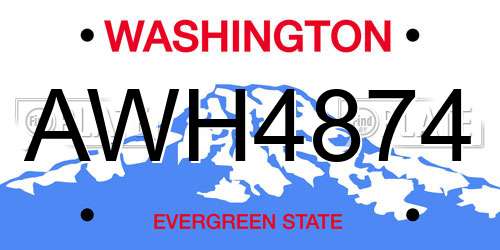 AWH4874 Washington License Plate
