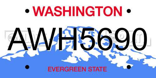 AWH5690 Washington License Plate