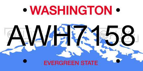 AWH7158 Washington License Plate