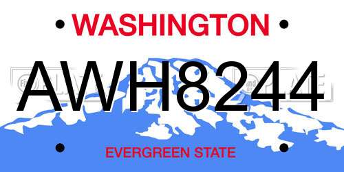 AWH8244 Washington License Plate