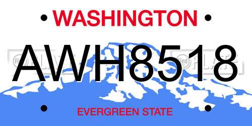 AWH8518 Washington License Plate