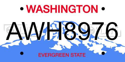 AWH8976 Washington License Plate