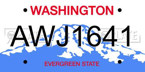 AWJ1641 Washington License Plate