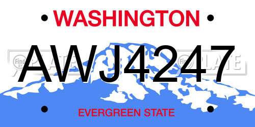 AWJ4247 Washington License Plate