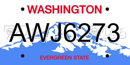 AWJ6273 Washington License Plate