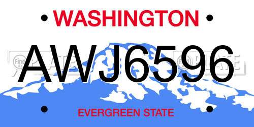AWJ6596 Washington License Plate