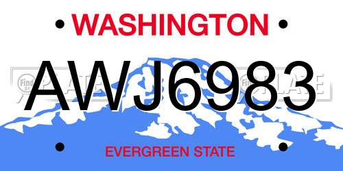 AWJ6983 Washington License Plate