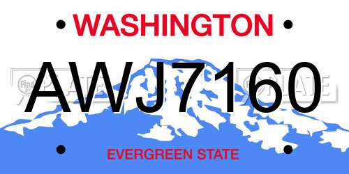 AWJ7160 Washington License Plate