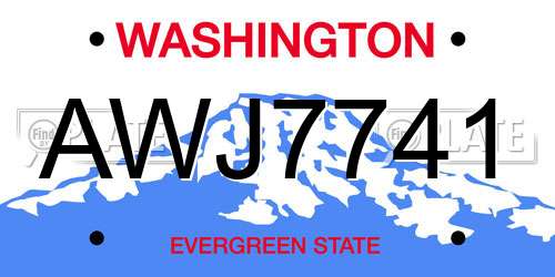 AWJ7741 Washington License Plate