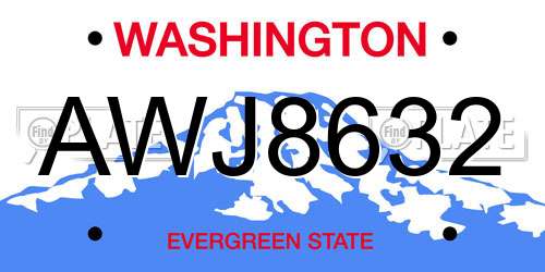 AWJ8632 Washington License Plate