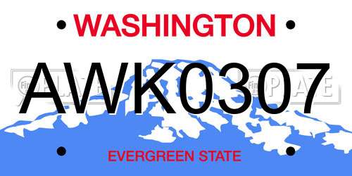 AWK0307 Washington License Plate