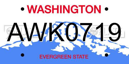 AWK0719 Washington License Plate