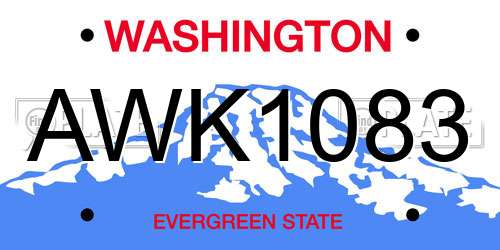 AWK1083 Washington License Plate