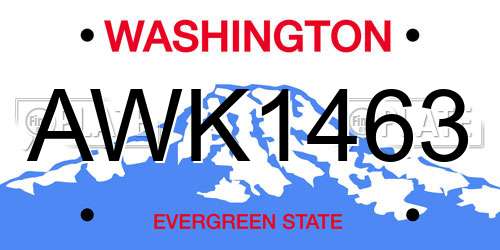 AWK1463 Washington License Plate