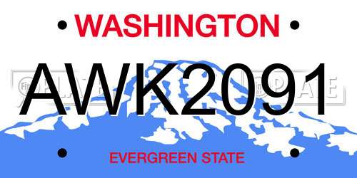 AWK2091 Washington License Plate