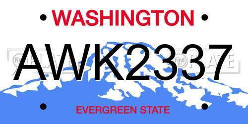 AWK2337 Washington License Plate