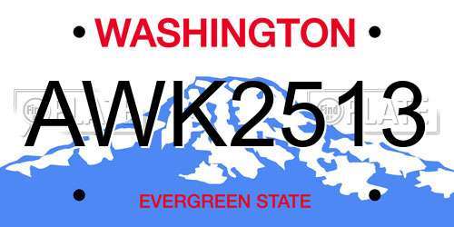 AWK2513 Washington License Plate