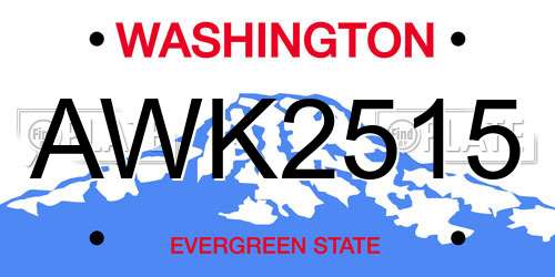 AWK2515 Washington License Plate