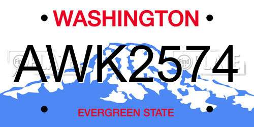 AWK2574 Washington License Plate